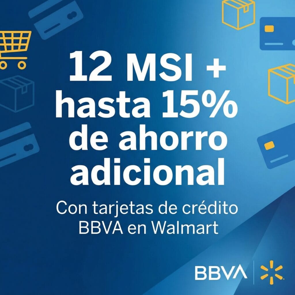 promoción BBVA Walmart con meses sin intereses y ahorro adicional