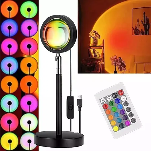Lampara Proyeccion Mesa Luz Atardecer Sunset Led Decorativa Transparente
