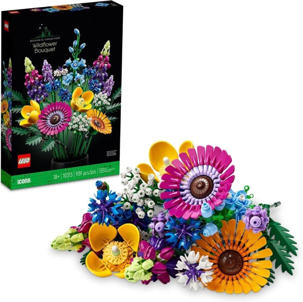 LEGO® Icons 10313 Ramo de Flores Silvestres, Bloques de Construcción para Adultos, Idea Regalo para Mujeres y Hombres, Decoración Hogar u Oficina (939 Piezas)
