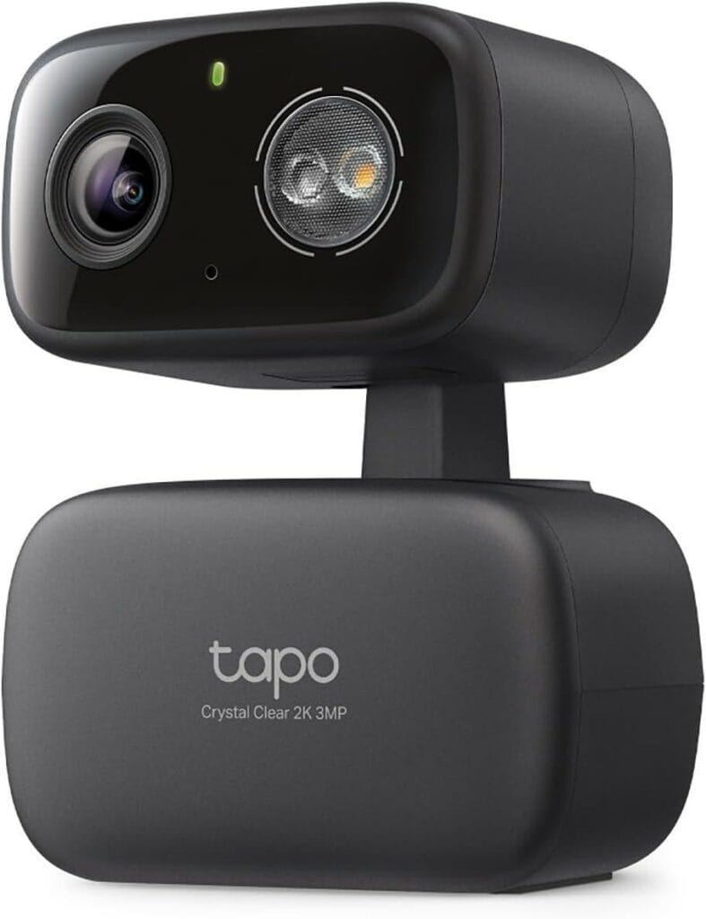 Tapo - Cámara de Seguridad para Interiores y Exteriores, 2K de 3 megapíxeles, detección de gritos y Seguimiento de Movimiento, visión de 360°, visión Nocturna en Color, Almacenamiento SD/Nube