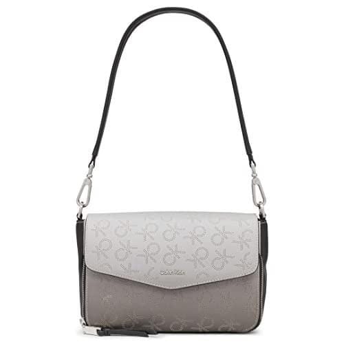 Calvin Klein Gabrianna Bubble Lamb North/South Key Bolso, Logotipo Multi Perf Negro, Talla unica