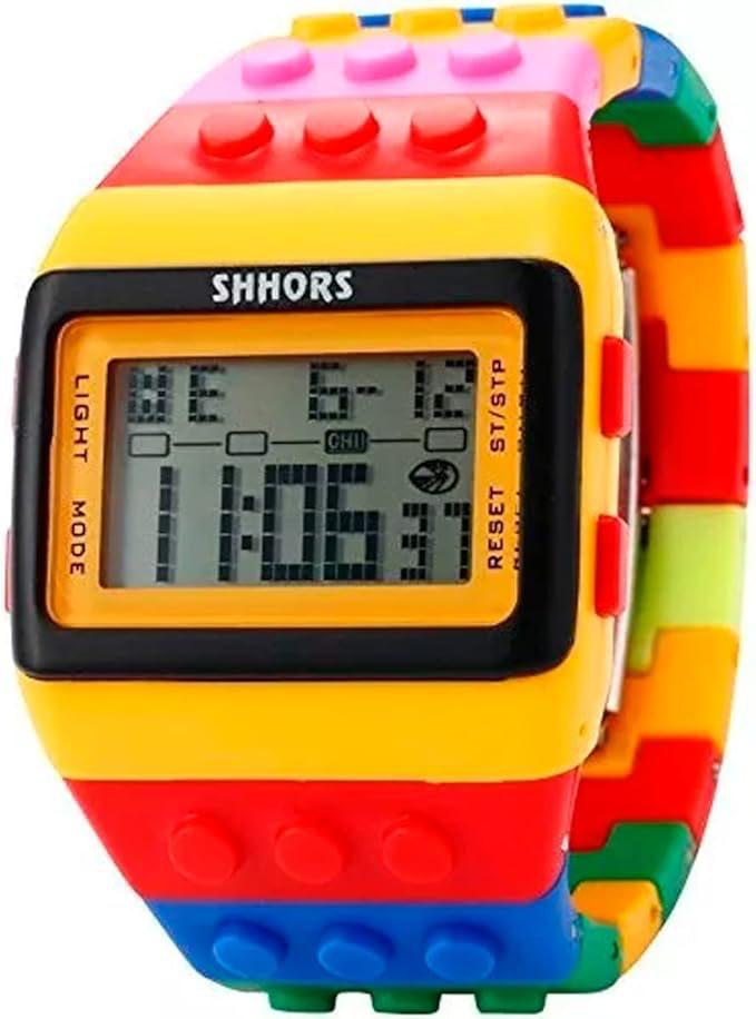 BLACK MAMUT Reloj Pulsera Digital Multicolor, Cronómetro, Alarma, Luz y Calendario (Amarillo Multicolor)