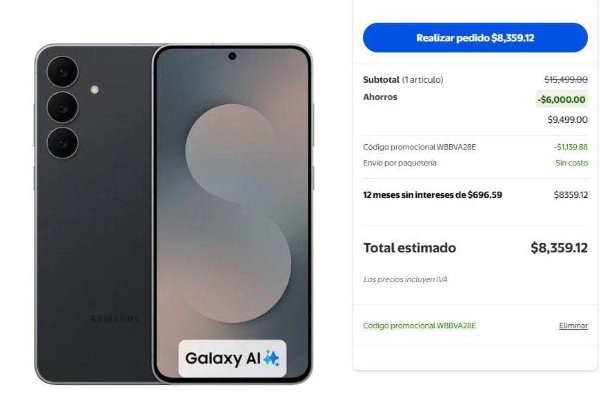 Smartphone Samsung Galaxy S25FE 5G Negro 128GB Desbloqueado