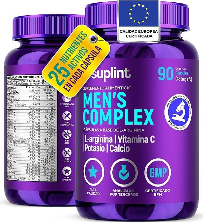 Vitaminas Para Hombre – Multivitamínico Hombre con Vitaminas A, C, D3, E, B1, B6, B12, Zinc, Magnesio, L-Arginina y Maca