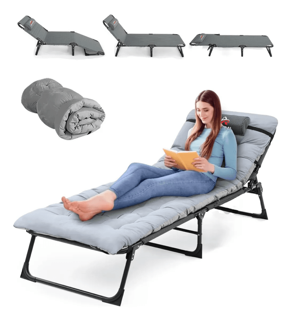 Silla Plegable Playa Con Colchón Respaldo 4 Ajustes Jm Vaal Color Gris