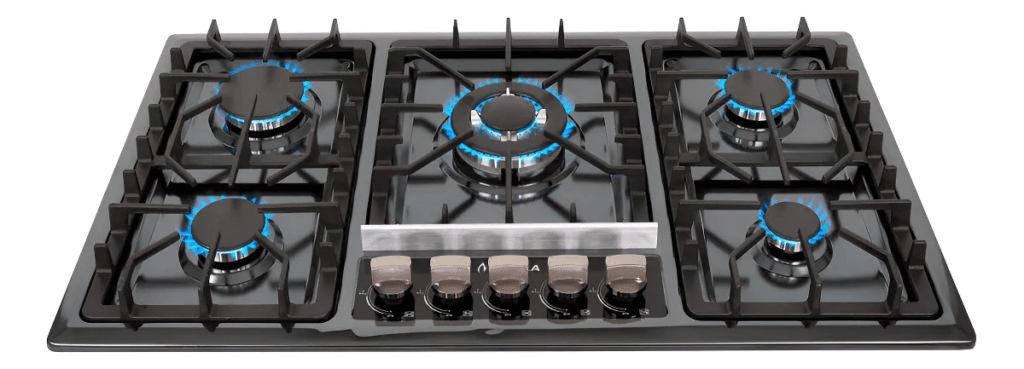 Parrilla De Empotrar De 5 Quemadores De Acero Negro