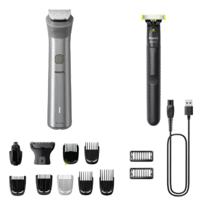 Philips Recortadora De Barba Mg5930 + Afeitadora Mod. QP1424 Plateado