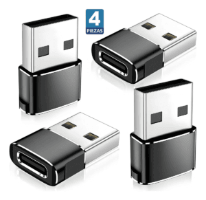 4 Piezas Adaptador Otg Usb Tipo C Hembra A Usb 3.0 Macho 5gbps Color Negro Jeeyee