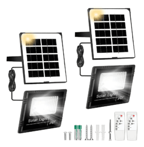 2pz Lámpara Solar Exterior Con Reflectores Led Para Jardín Estructura Negro