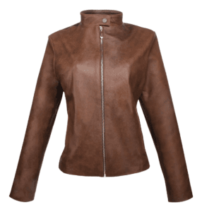 Chamarra Dama Cuadra Piel Genuina De Ovino Café