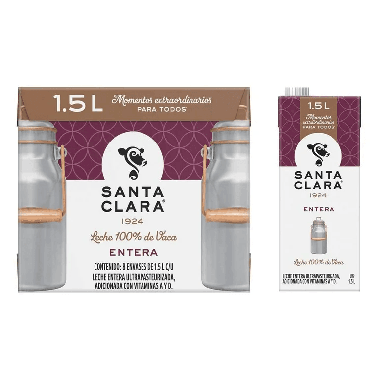 Leche Entera Santa Clara 8 pzas