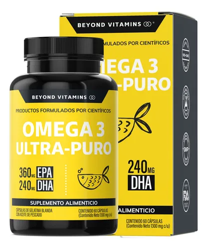 Omega 3 Premium 1000mg Suplemento Alimenticio Aceite De Pescado Como Tg Beyond Vitamins Sin Sabor Sin Rellenos - Vitaminas Mujer / Hombre - 60 Cápsulas