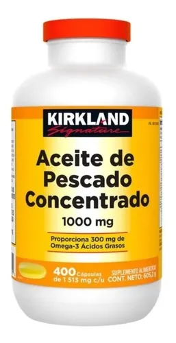 Aceite de pescado Kirkland Signature, 1000 mg, 400 cápsulas de gelatina de sabor neutro
