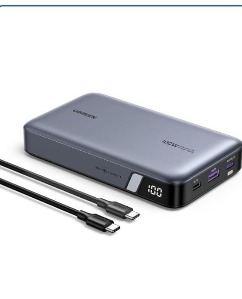 UGREEN 100W Power Bank 20000mAh Carga Rápida, USB C Cargador con 3 Puertos