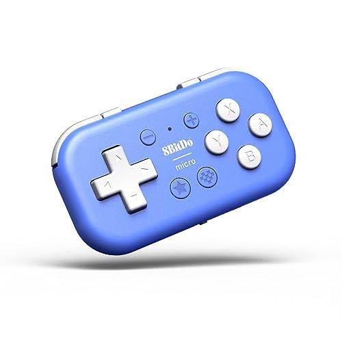 8Bitdo Micro Bluetooth Gamepad - Pocket-sized Mini Controller for Switch, Android, and Raspberry Pi (Blue)