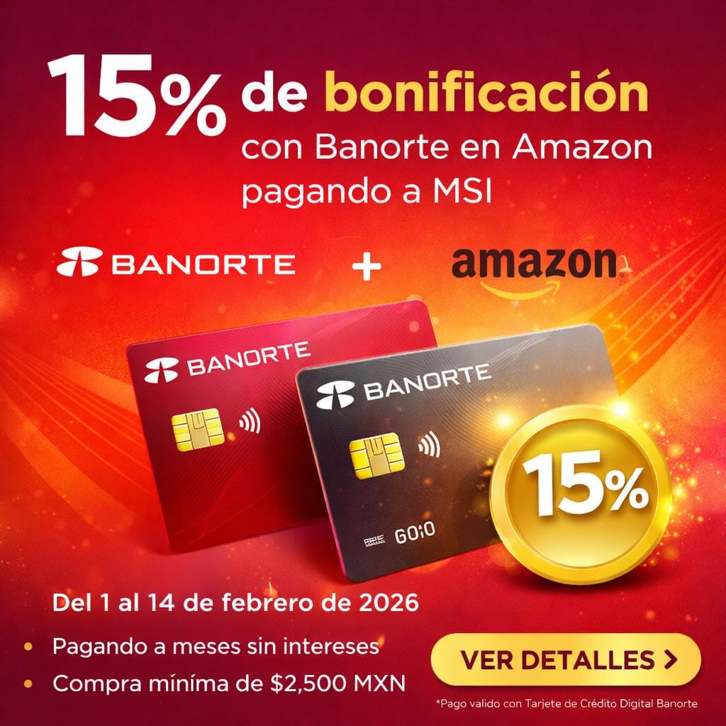15% de bonificación con Banorte en Amazon pagando a MSI