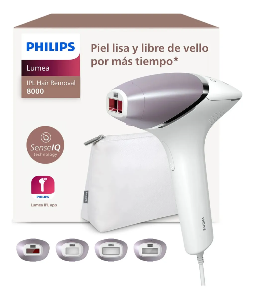 Philips Lumea Prestige Depiladora IPL, Luz Pulsada, con cable, 4 Cabezales Inteligentes (Cuerpo, Bikini, Axilas y Cara) y SmartSkin Sensor, BRI947/50