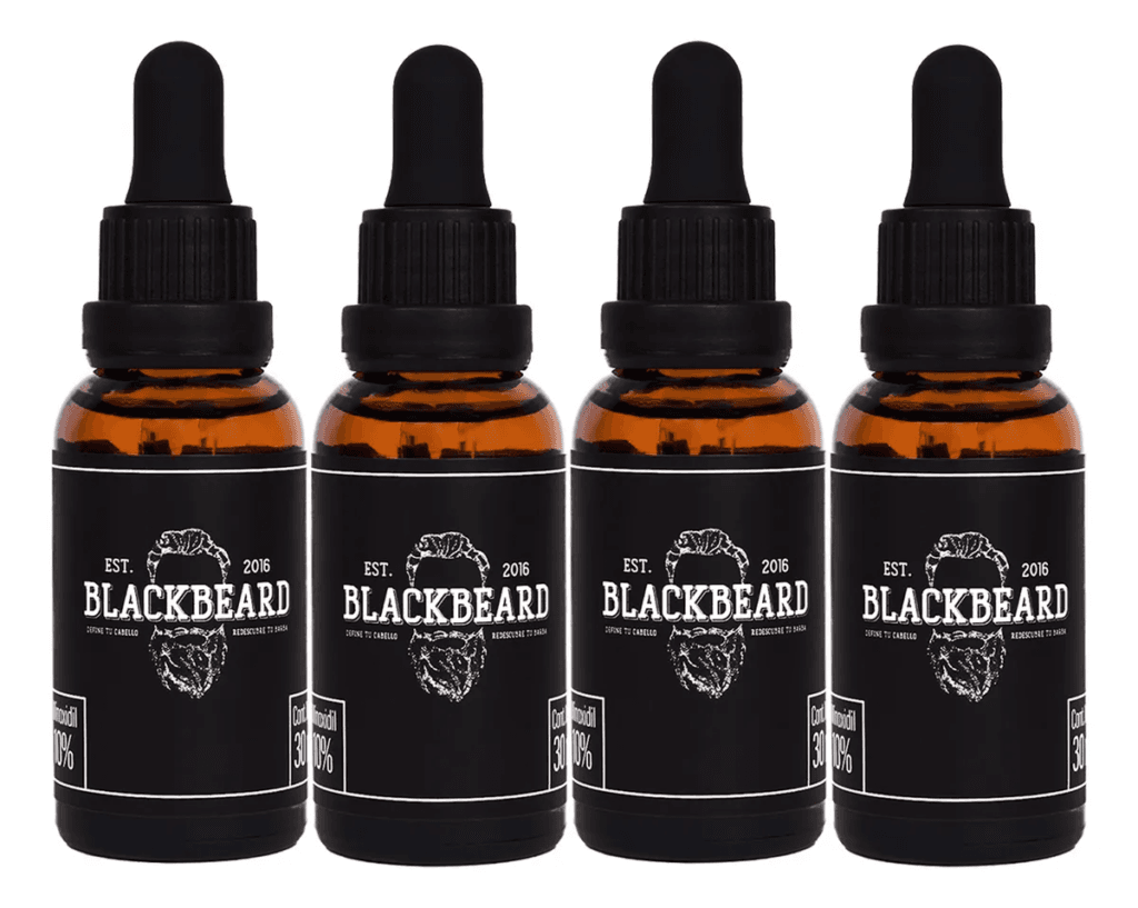 Minoxidil 10% Blackbeard Con Cafeína 4x3 (4 Frascos)