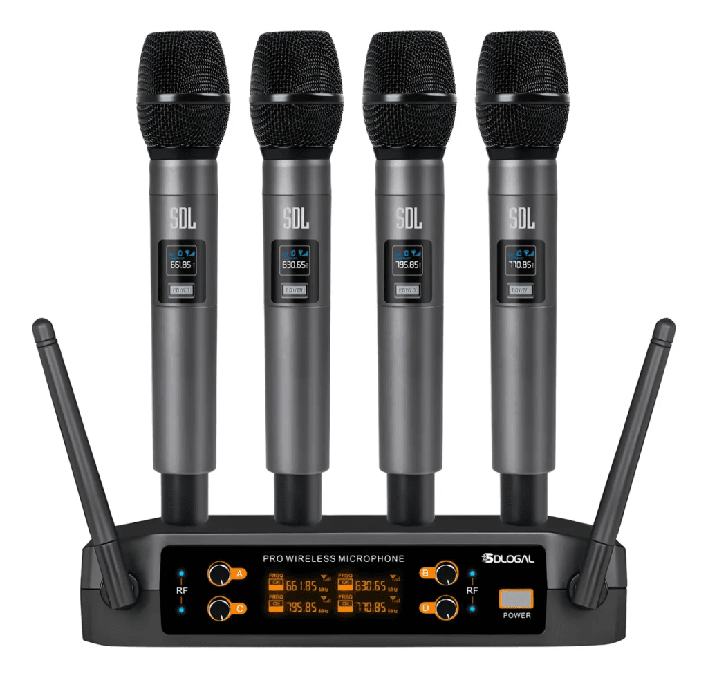 Micrófonos Inalámbricos Recargable Dinámico Uhf 4 Piezas