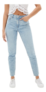 Pantalón Mom Jean Rayado Tiro Alto American Eagle Mujer