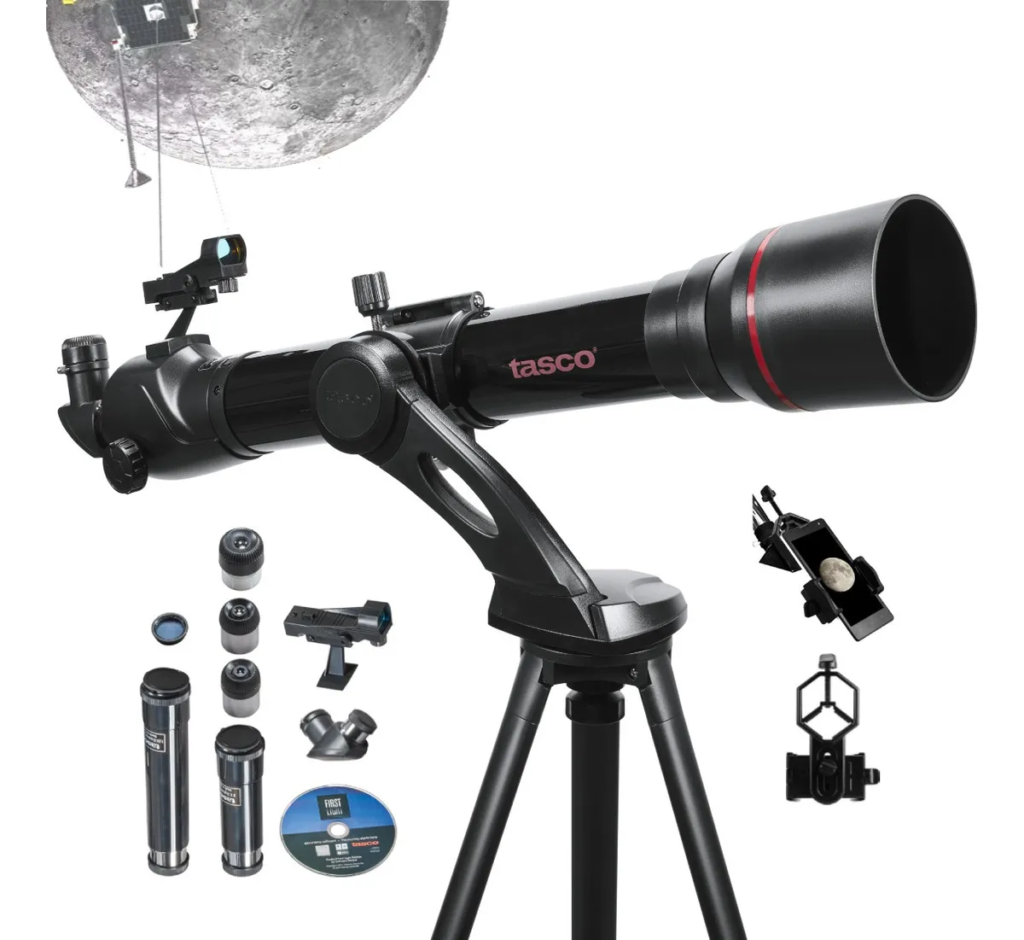 Telescopio Tasco Spacestation 70mm Refractor Montura Altazimutal Punto Rojo