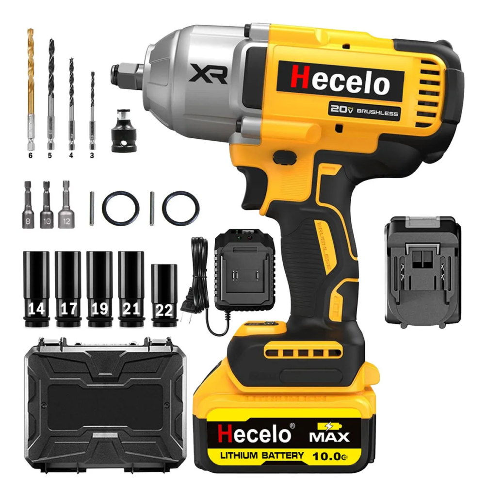 990 N.m Pistola Impacto Llave Taladro Inalámbrica Sincarbono