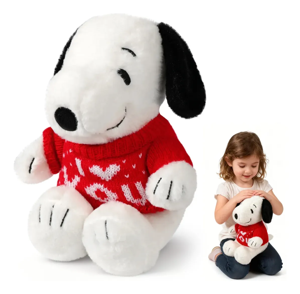 Feiernanduo Shop Snoopy De Peluche 25 Cm Con Suéter Roja Tejido Adorable Blanco