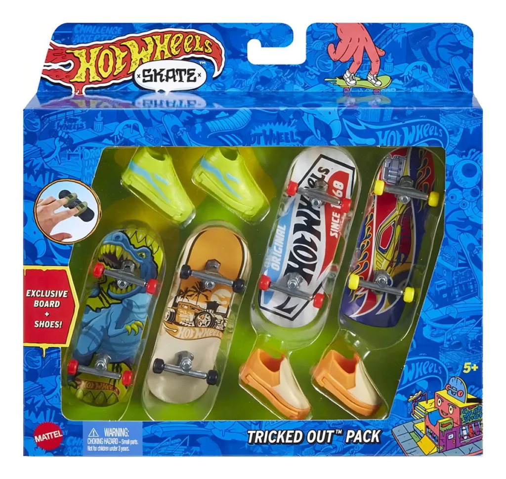 Pack De 4 Diapasones Y Zapatos Skate Dedo Hotwheels, Hgt84