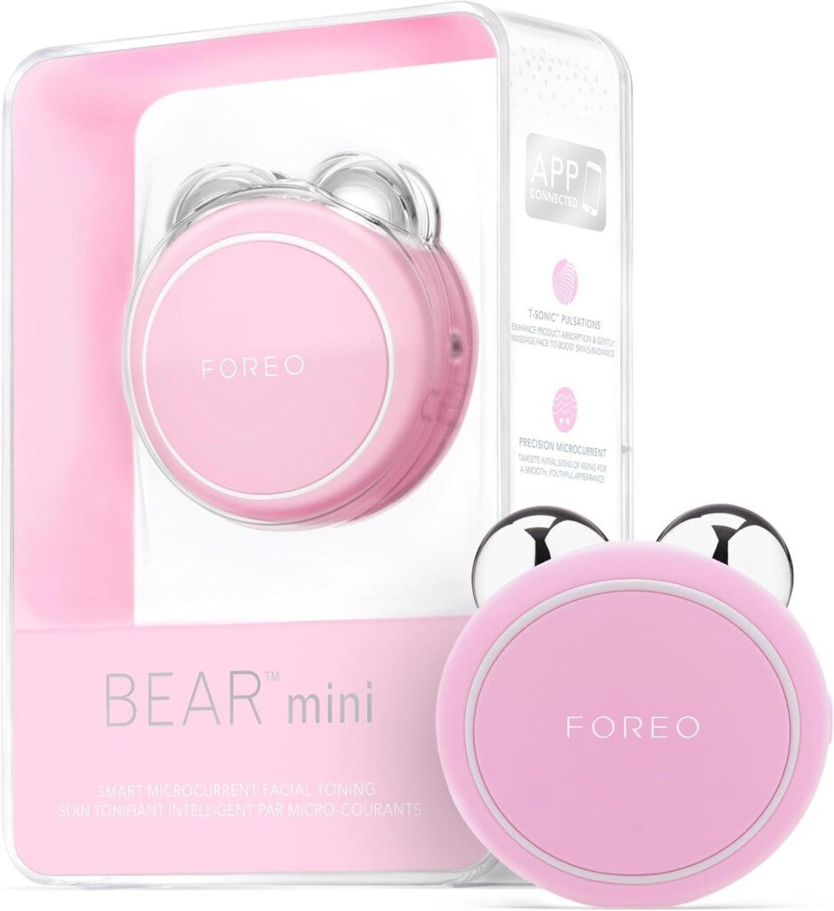 FOREO BEAR mini - Masajeador facial eléctrico microcorrientes - Dispositivo radiofrecuencia y alta frecuencia - Cuidado facial - Pearl Pink