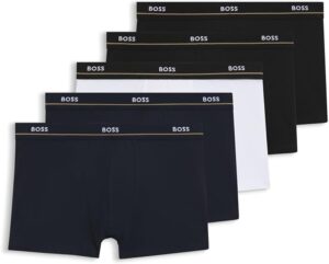 HUGO BOSS Paquete de Cinco Calzoncillos de algodón elástico con Logos en la Cintura