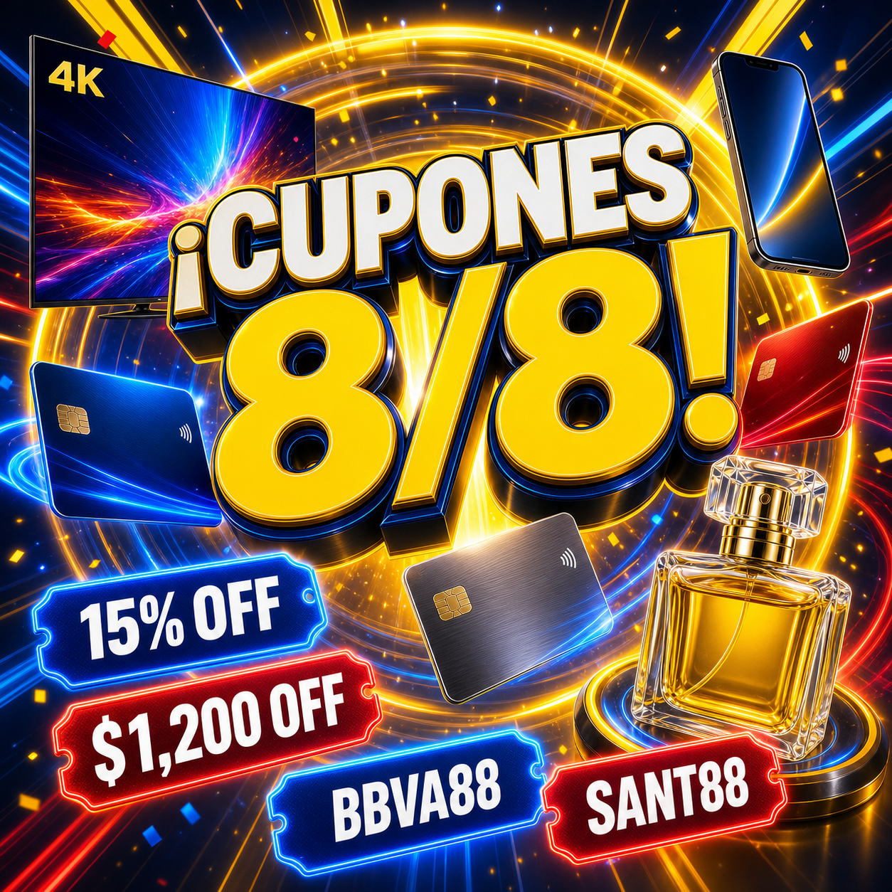 ¡Arranca el 8/8 en Mercado Libre! Cupones Bancarios y Descuentos Diarios